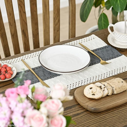 Artoid Mode Dark Grey Farmhouse Rustic Placemats Set of 6,12x18 Inch Seasonal Holiday Hollow Table Mats Party Kitchen Dining Decoration