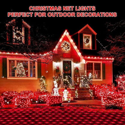 JMEXSUSS 360 LED Halloween Net Lights, Red, 12ft x 5ft | Outdoor Waterproof, Connectable, Plug in, Mesh Lights with Remote for Bushes Shrubs Christmas Halloween Decorations