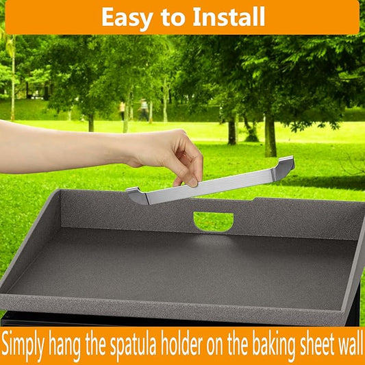 10 Inch Griddle Spatula Holder Magnetic Design, Stainless Steel Grill Barbecue Tool Rack, Griddle Accessories for Blackstone Flat Top Griddle and Other Grill Griddles (1 Pcs)