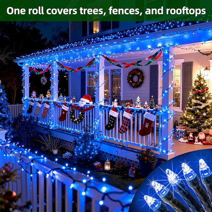 QUHUATU 300LED Christmas Lights Outdoor Indoor Use, 12 Lighting Modes 75ft Christmas Tree Lights with Timer, Dimmable BlueLED StringLightsWaterproof for Yard Tree Wedding Party Holiday Decor Blue