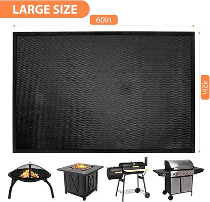 60 x 42 inch Under Grill Mats for Outdoor Grill, Double-Sided Fireproof Deck and Patio Protector Mat, BBQ Mat for Under BBQ, Waterproof Oil-Proof Grill Floor Pads Fire Pit Mat Fireplace Mat