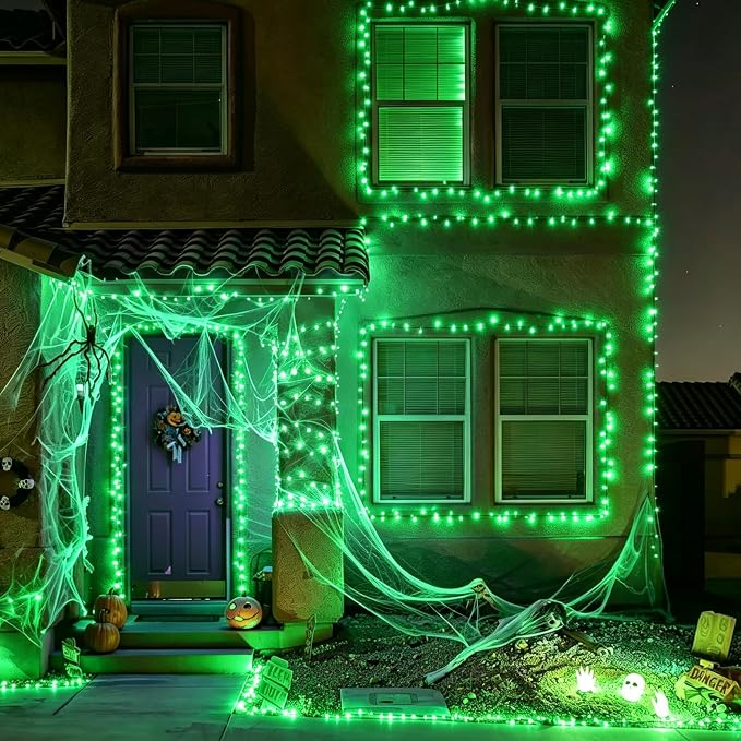 Green Halloween String Lights,Green Christmas Lights 150Lights 31.9ft UL Certified St. Patrick's Day Mini String Lights Set for Outdoor Christmas Tree Garden Party Patio Garland Decor
