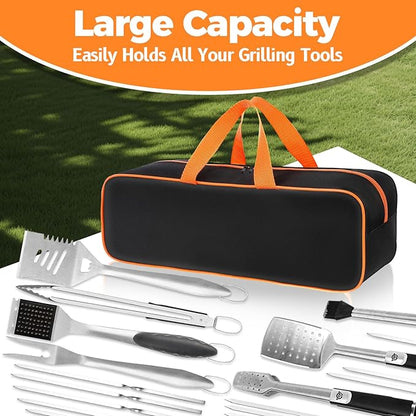 Grill Tool Storage Bag, 20" x 6" x 5" Large Capacity Grill Accessory Storage, 1680D Heavy-Duty Grill Utensil Storage, Accessories Storage Compatible with Blackstone (No Accessories)
