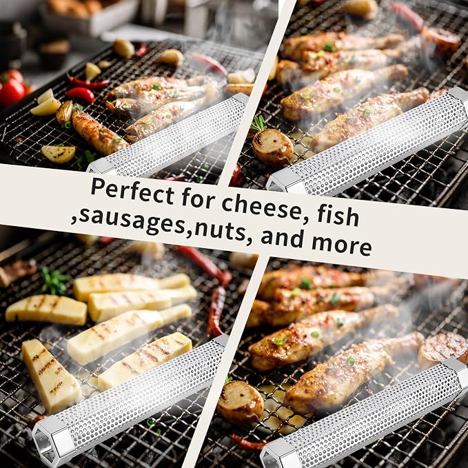 Smoke Tube Compatible with Traeger Grill, 2 Pack, 12" Pellet Smoker Tube | Stainless Steel BBQ Smoking Tube for Hot and Cold Smoking, Portable Design for Cheese, Meat, Fish, Fits Most Grills & Smokers