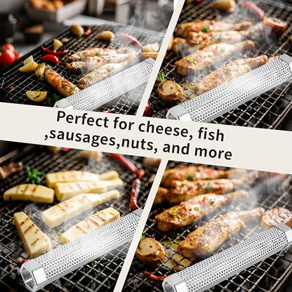 Smoke Tube Compatible with Traeger Grill, 2 Pack, 12" Pellet Smoker Tube | Stainless Steel BBQ Smoking Tube for Hot and Cold Smoking, Portable Design for Cheese, Meat, Fish, Fits Most Grills & Smokers