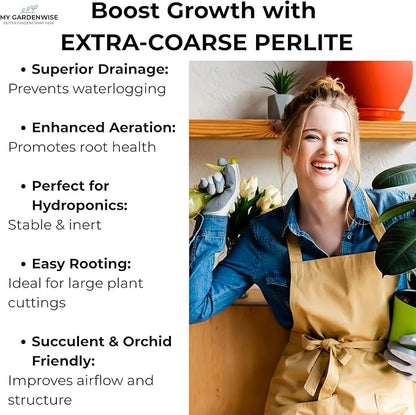 GARDENWISE Perlite for Plants, Extra Coarse Grade 4 Horticultural Perlite, Organic Perlite for Gardening Indoor & Outdoor, Made in USA (5 quarts)
