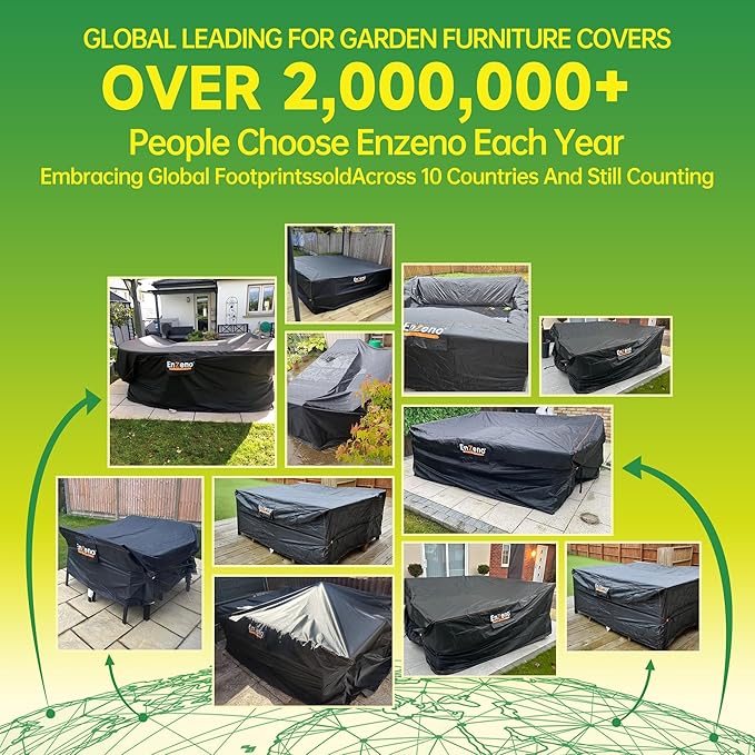 Enzeno Patio Furniture Set Cover, Outdoor Sectional Sofa Couch Set Covers Waterproof, Garden Dining Table Chair Set Cover Outside Rectangular Heavy Duty Weatherproof 67" L x 43" W x 29" H Black