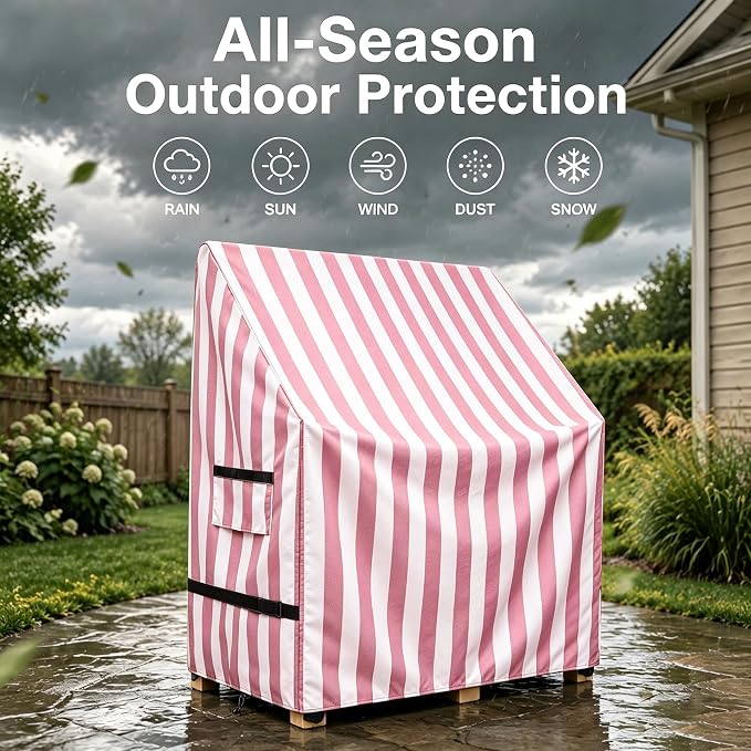 Kids Outdoor Mud Kitchen Cover,Heavy Duty Waterproof & Anti-UV Dustproof Outdoor Wooden Play Kitchen Covers,31.5" W x 15.7" D x 35.4" H, Pink, Cover Only