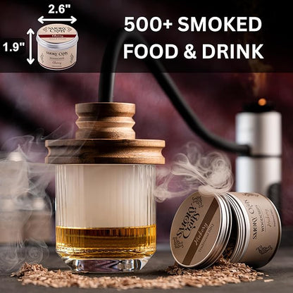 Smoky Crafts 5 x 2oz Wood Chips for Cocktail Smoker (Set of 5: Cherry, Hickory, Apple, Mesquite, Walnut) - 5 Flavors of Smoking Gun Wood Chips - Whiskey Gifts for Men