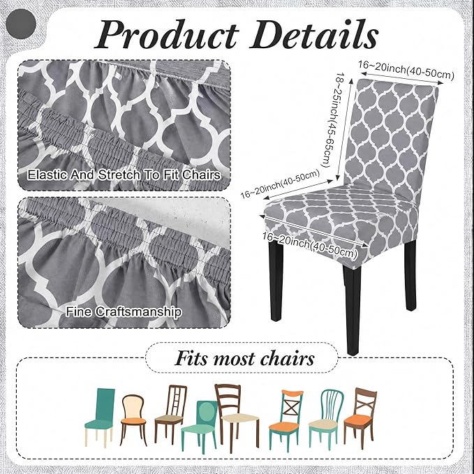 7 Pcs Moroccan Tablecloth and Chair Covers Set 60 x 84 Inch Waterproof Trellis Rectangular Table Cover with Stretch Stretchable Dining Chair Slipcovers for Kitchen Patio Dining Room Parties