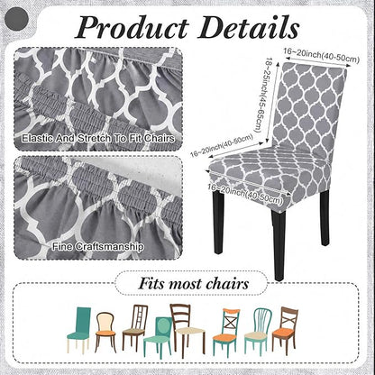 7 Pcs Moroccan Tablecloth and Chair Covers Set 60 x 84 Inch Waterproof Trellis Rectangular Table Cover with Stretch Stretchable Dining Chair Slipcovers for Kitchen Patio Dining Room Parties