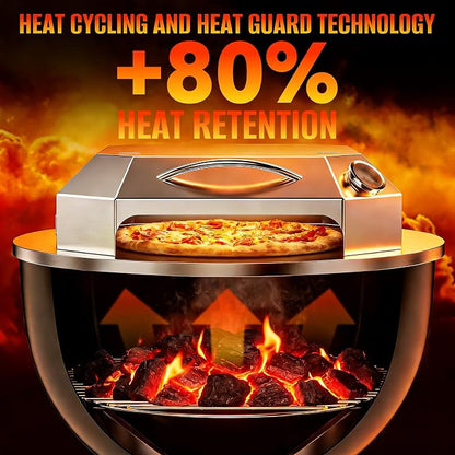 Onlyfire Stainless Steel Pizza Oven Kit for 22 Inch Charcoal Kettle Grilll | Outdoor Grill Top Pizza Oven Kit, Pizza Maker Tool Set Including Pizza Chamber, Pizza Stone, Pizza Peel and Thermometer