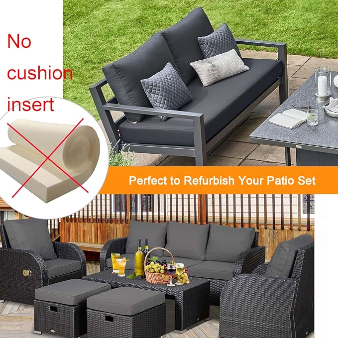 NettyPro Outdoor Patio Bench Swing Loveseat Cushion Cover, Water Resistant UV Protection Outside Furniture Cushion Slipcovers with Zipper, 59 x 18 x 3 Inch