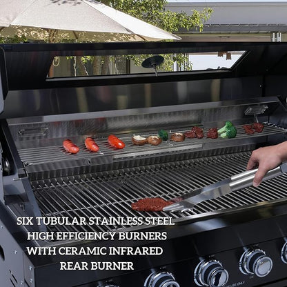 104" Modular Outdoor Kitchen Island With Grill And Side Burner, 4-burner 72,000 Btu Propane Bbq Island, Refrigerator, Separate Sink & Prep Station, For NG-Black 72000BTU/104 Inch