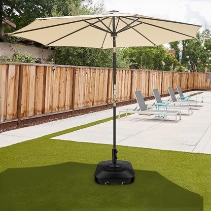 QZER Large Fillable Umbrella Base with 5 Wheels, Outdoor Umbrella Stand | 145lb Heavy Duty & Anti-Rust Patio Umbrella Base for Patio, Deck, Pool, Lawn, Fits Most Sized Umbrellas