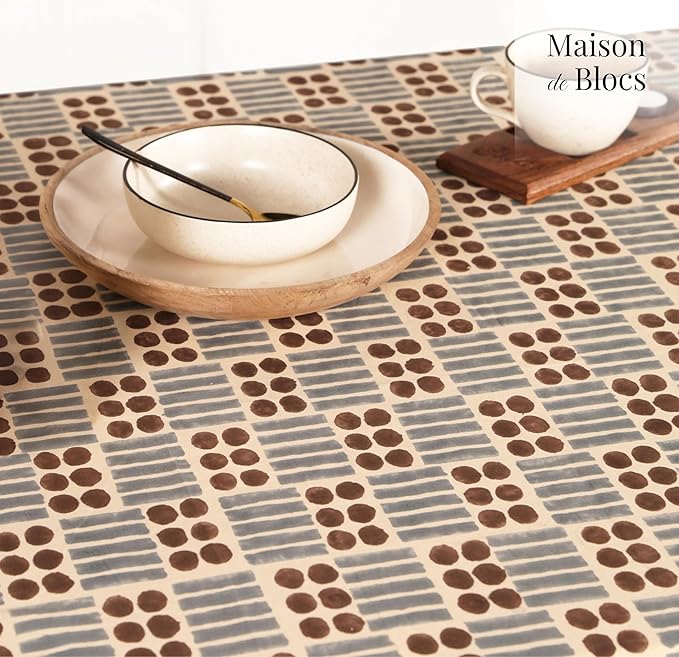 100% Cotton Hand Block Printed, Tablecloth for Kitchen, Dining, Table Cover for Parties, Chritmas, Weddings, Barbecues and Summer picnics Table Cloth