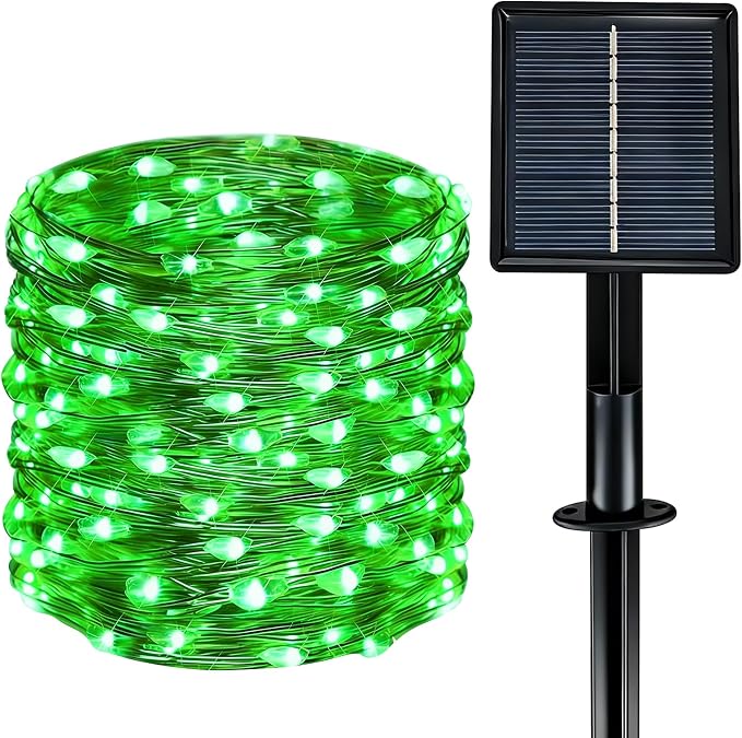 Solar String Lights Outdoor Waterproof 33ft 100LED 8 Modes Twinkle Lights Solar Fairy Lights for Patio, Garden Yard Party Wedding Tree Christmas Halloween Decoration, Green