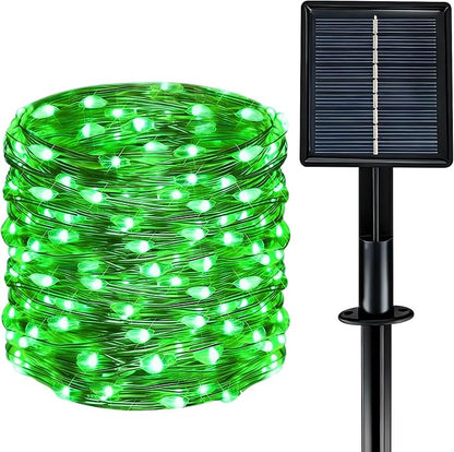 Solar String Lights Outdoor Waterproof 33ft 100LED 8 Modes Twinkle Lights Solar Fairy Lights for Patio, Garden Yard Party Wedding Tree Christmas Halloween Decoration, Green
