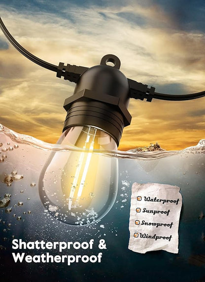 Brightown 50 Pack LED S14 Replacement Light Bulbs, Shatterproof E26 Medium Base Edison Vintage Bulbs Equivalent to 11 W, Fits for Commercial Outdoor Patio Garden Vintage Lights, 2700K, Warm White