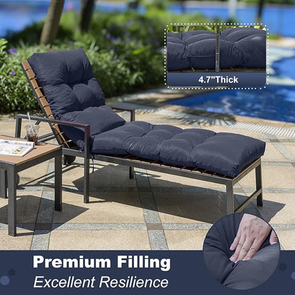 Outdoor Lounge Chair Cushions, 74.4 x 22 x 4.7 Inches Waterproof Fade Resistant Patio Cushion for Chaise Lounger