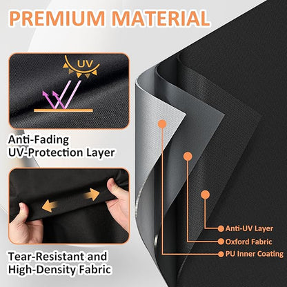 Grill Cover for Weber Q2800N+, Q2000N, Q2200N, Q2600N+ Gas Barbecues, 600D Heavy Duty Waterproof UV Resistant Bonnet Cover for Weber Q, Outdoor Barbeque Grill Accessories