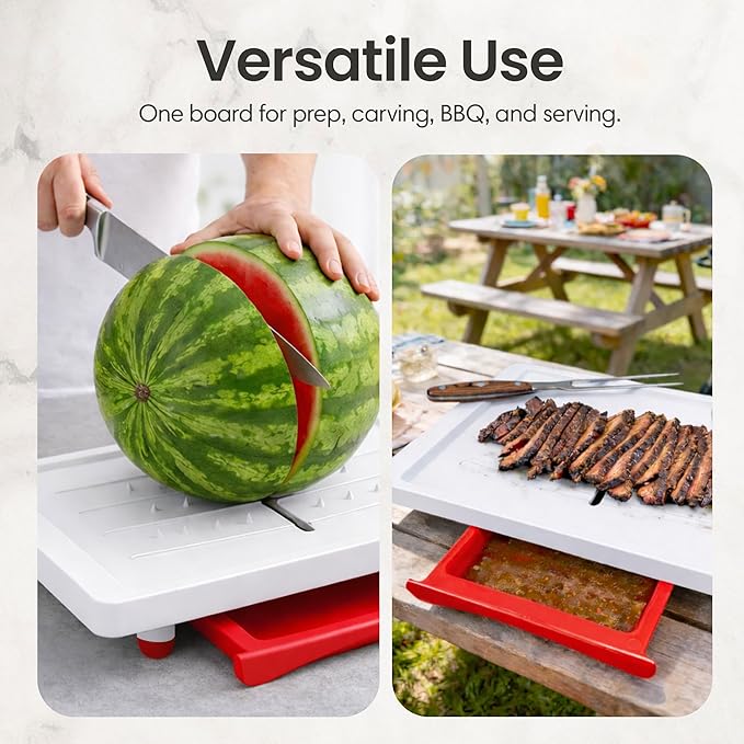 Large Cutting Board - Karving King Meal Prep System with Juice Groove, Spikes & Drip Tray - BPA Free Cutting Board - Patented Multi-Feature Design Carving Board - BBQ Essential & Kitchen Gifts