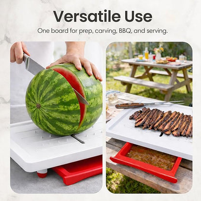 Large Cutting Board - Karving King Meal Prep System with Juice Groove, Spikes & Drip Tray - BPA Free Cutting Board - Patented Multi-Feature Design Carving Board - BBQ Essential & Kitchen Gifts
