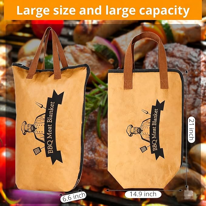 BBQ Blanket for Resting Meat,21inch Reusable Smoker Meat Resting Blanke,Wide Mouth with Handle for Large Brisket/Beef/Pork Shoulders (Khaki)