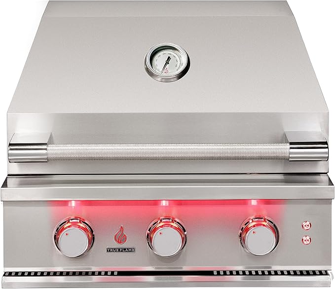 25-Inch 3 Burner Propane Gas Grill, 14,000 BTU Output, Stainless Steel Built-In Outdoor Grill with Grill Lights