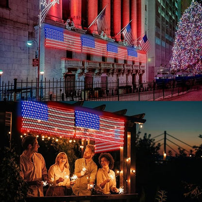 DDMY American Flag Lights Waterproof Flag Net Light of The United States with 420 Super Bright LEDs, Flag Light for Memorial Day/4th of July Independence Day Decoration/Labour Day/Yard/Garden/Party