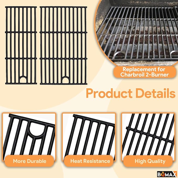 BQMAX 17 Inch Grill Grate for Charbroil Performance 2 Burner 463660421 463655621 463630422 463630021 G426-0005-W1 G426-0004-W1, Cooking Grate for Charbroil Grill Replacement Parts 2 Burner