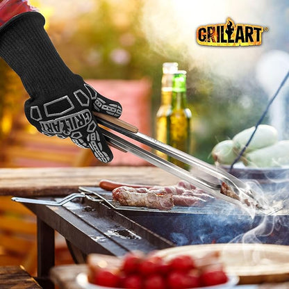 GRILLART BBQ Gloves Heat Resistant Cooking, with 3 Layers Protection, Grill Gloves Heat Proof for Men, Grilling Gloves for Out Door Grill, Grilling Accessories, Grilling Gifts for Men, XXL