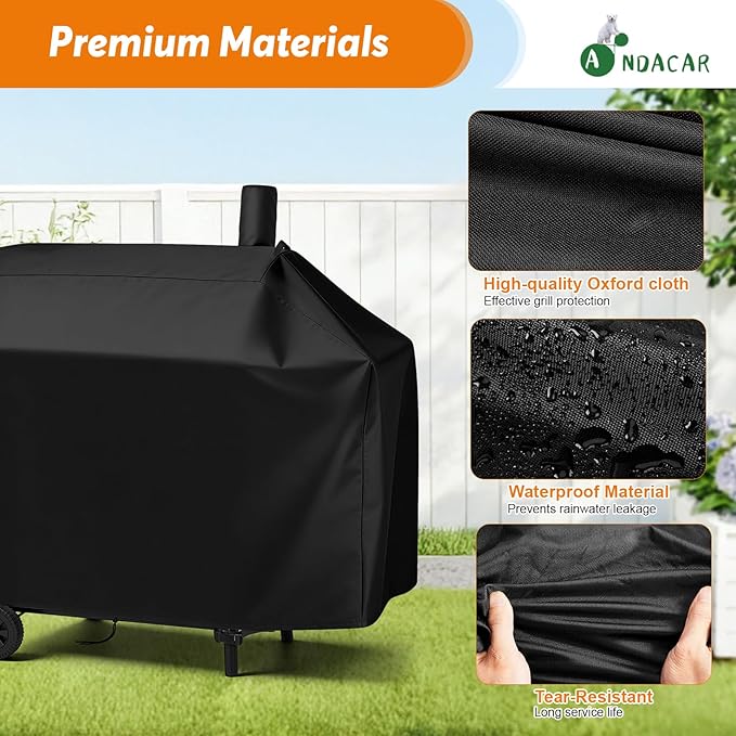 Charcoal Grill Cover for Royal-Gourme-t CC1830V 30 Charcoal Grill, Smoker Grill Cover for Outdoor Grill Waterproof Royal-Gourme-t BBQ Grill Cover - 44" L×29" W×45" H, Black
