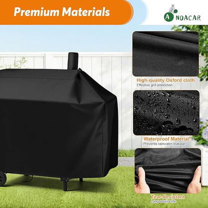 Charcoal Grill Cover for Royal-Gourme-t CC1830V 30 Charcoal Grill, Smoker Grill Cover for Outdoor Grill Waterproof Royal-Gourme-t BBQ Grill Cover - 44" L×29" W×45" H, Black