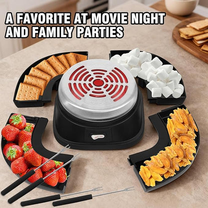Electric S'mores Maker Tabletop Indoor Smores Kit, Flameless Electric Marshmallow Roaster, With 4 Marshmallow Roasting Sticks and 4 Trays Movie Night Supplies