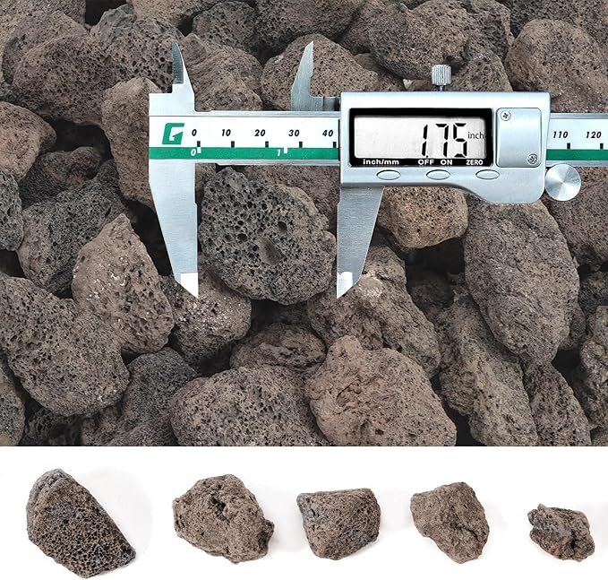GasSaf 10 Pounds Black Lava Rocks for Fire Pit, Gas Fireplace, Gas Fire Tables, Gas Log Set, Fire Bowls, Decorative Landscaping Rocks for Indoor and Outdoor (1.2-2 Inch)