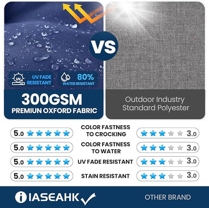 IASEAHK Outdoor Bench Cushion 48x18x5 Inch, Waterproof & Fade-Resistant Patio Furniture Cushions, Tufted Memory Foam Indoor/Outdoor Cushions for Couch Swing with Non-Slip Backing & Straps, Navy Blue