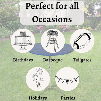 30" Round Fitted Plastic Table Covers, Bundle of 5 (Royal Blue)