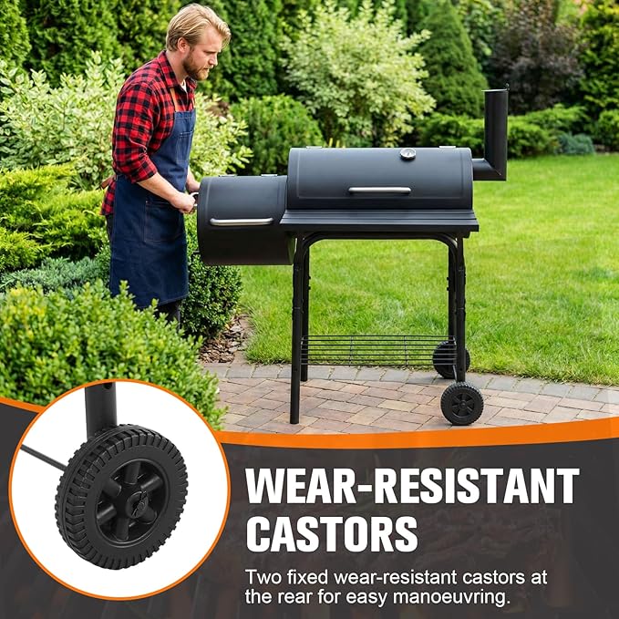 Barrel Charcoal Grills 192 SQ.IN. Cooking Surface Extra Large Smoker Grills All Metal Steel Warming Rack for Patio Picnics Camping Backyard Cooking