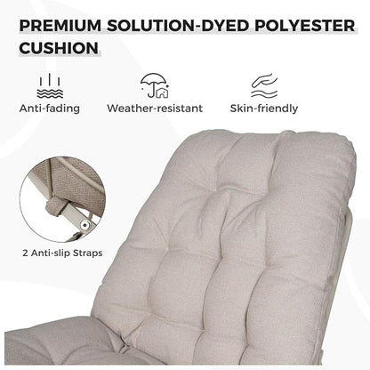 Grand patio Outdoor Chair with Cushion, Modern Metal Outdoor Lounge Chair for Patio Porch Deck Garden, Weather Resistant and Easy to Maintain, Beige