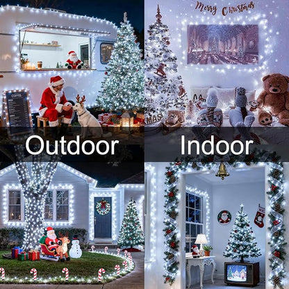 2 Pack Battery Operated String Lights Outdoor Indoor, 8 Modes with Remote Timer Waterproof 66ft 200 LED Twinkle Fairy Lights Battery Powered for Wedding Bedroom Tree Party Christmas Decor, White