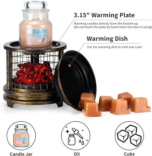 MOAFINA Bronze Grid Wax Melt Warmer with Timer, Wax Warmer for Scented Wax | 4-in-1 Electric Wax Melter & Oil Burner,Candle Wax Warmer, 2/4/8H Timer for Home Bedroom Fragrance Decor