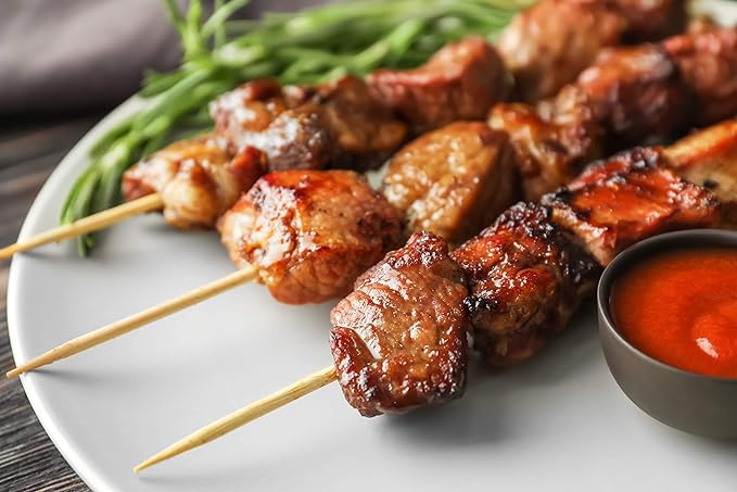 DecorRack 6" Natural Bamboo Skewers Sticks, 100 Wood Skewers for Grilling, BBQ, Kabob, Appetizers, Fruits, Smores, Cocktail, Brunch, Fondue Sticks, Barbeque, DIY Crafting, 6 inch (100 pack)