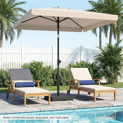 Tangkula 6.5 x 4.3 FT Rectangular Patio Umbrella, Portable Outdoor Market Table Umbrella with Push Button Tilt for Balcony Garden Backyard Deck Pool (Beige)