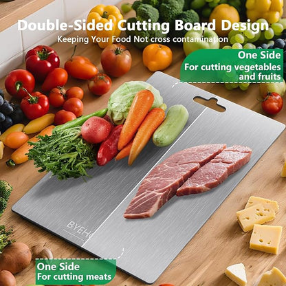 Titanium Cutting Board for Kitchen,100% Pure Titanium Cutting Board Non-Toxic Hygiene Dishwasher-Safe Food Grade Double Sided Metal Titanware Chopping Board for Meat,Fruit & Vegetables (12"L x 9"W)