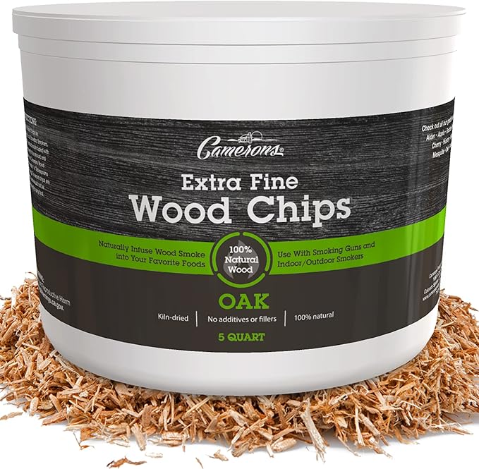 Camerons All Natural Extra Fine Oak BBQ Wood Chips for Smokers (5 Quart, 4.731L) - Kiln Dried Wood Sawdust Shavings for Cocktail Smoking Guns, Stovetop Smokers, Smoke Boxes - Barbecue Grilling Gifts