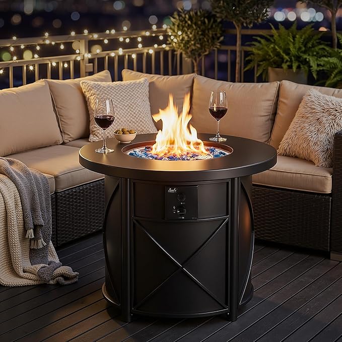 BALI OUTDOORS 50000 BTU Propane Fire Pit for Outdoor, 30 in Fire Pit Table Outdoor, Round Firepits for Outside Backyard, Patio