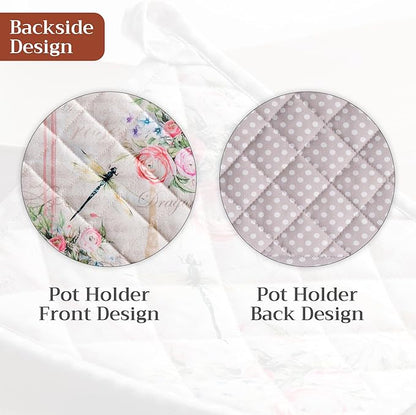 Maison d' Hermine Pot Holders 100% Cotton Heat Resistant Potholders 8" x 8" Hot Pads with Loop BBQ Cooking Baking Hotel Farmhouse Kitchen Handling Hot Pans Spring Summer (Pack of 1, Champ De Mars)
