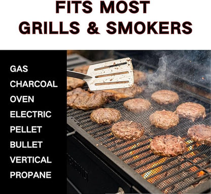 Grill Mesh Mat for Outdoor Grilling, Non-Stick BBQ Grill Mat Resuable and Easy to Clean, Works on Gas, Charcoal, Electric Grill 15.7x13 Inch (3 pcs)