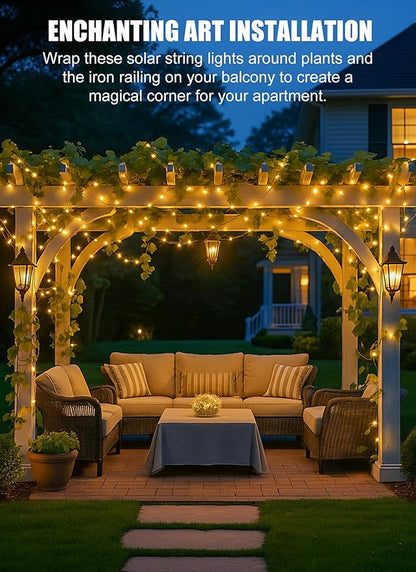 Solar String Lights, 4 Packs Total 132Ft 400 LED Fairy Lights Warm White | IP65 Waterproof Twinkle Lights with 8 Modes, Patio Lights for Tree Outside Patio Yard Party Wedding Christmas Decoration